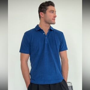 NWT Orchard & Broome Jackson Terry Polo Pacific Blue Medium
